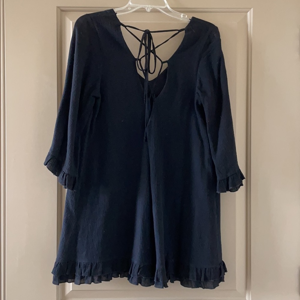 Black Tunic Ruffle Top - Picture 2 of 2